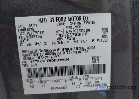 2013 Ford F-150 Stx from USA, damaged, VIN 1FTFX1EF6DFD39986